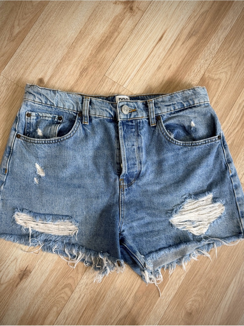 BDG Light Blue Distressed Denim Jean Shorts